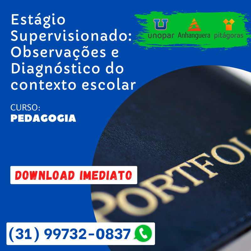 Estágio Supervisionado de Observação e Diagnóstico do Contexto Escolar ...